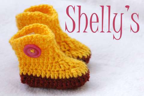 Crocheted Cowboy Boots - Yellow 